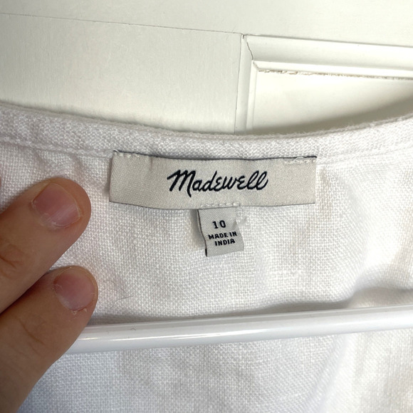 Madewell Women's Button Front Maxi Tea Dress Sz 10 Embroidered Floral 100% Linen - Picture 13 of 14